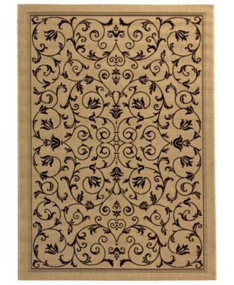 Safavieh - "Courtyard" CY2098-3901Beige / Black Area Rug, 5' 3" x 7' 7"