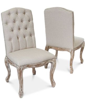 Noble House - Palen Set of 2 Tufted Hardwood Dining Chairs, Direct Ship