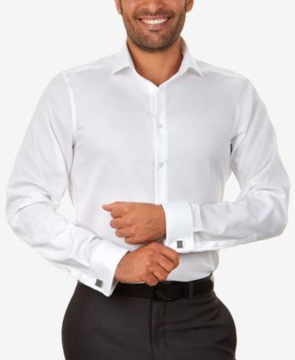 Calvin Klein - Men's Slim-Fit Non-Iron Performance Black French Cuff Dress Shirt