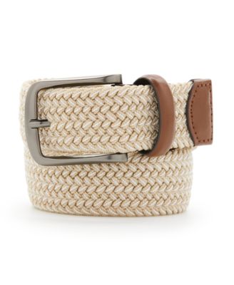 Perry Ellis Portfolio - Men's Webbed Leather-Trim Belt