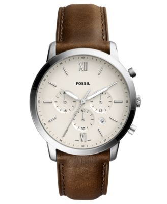 Fossil - Men's Chronograph Neutra Brown Leather Strap Watch 44mm