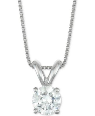 Macy's - Diamond Solitaire 18" Pendant Necklace (1/2 ct. t.w.) in 14k White Gold