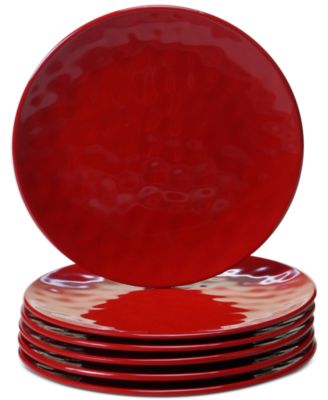 Certified International - 6-Pc. Red Melamine Salad Plate Set