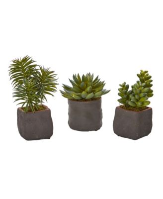 Nearly Natural - Trio of Artificial Succulent Plants, Set of 3