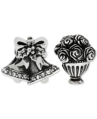 Rhona Sutton - 2-Pc. Set Wedding Bells & Bouquet Bead Charms in Sterling Silver