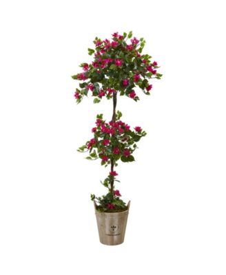 Nearly Natural - 5.5' Bougainvillea Artificial Tree with European Barrel Planter