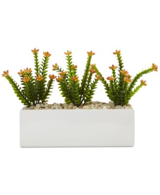 Nearly Natural - Flowering Sedum Artificial Plants in Rectangular Planter