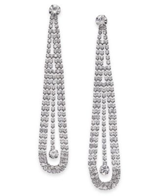 I.N.C. International Concepts - Silver-Tone Crystal Pendulum Statement Earrings