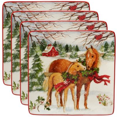 Certified International - Christmas on the Farm 4-Pc. Dinner Plate