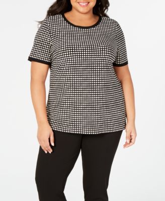 Anne Klein - Plus Size Button-Back Short-Sleeve Top