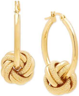 Italian Gold - Love Knot Drop Earrings in 14k Gold
