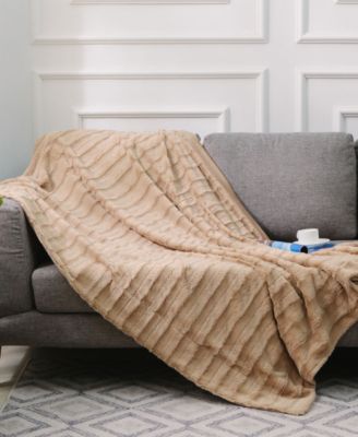 Cheer Collection - Ultra Soft Faux Fur to Microplush Reversible Cozy Warm Throw Blanket