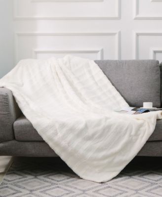 Cheer Collection - Ultra Soft Faux Fur to Microplush Reversible Cozy Warm Throw Blanket