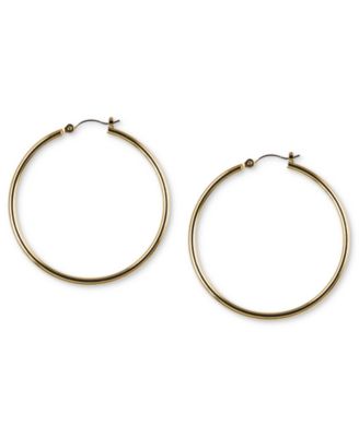 Nine West - Earrings, Gold-Tone Tube Hoop Earrings