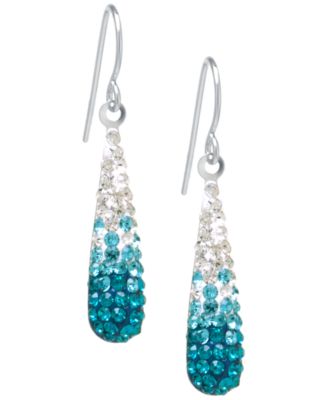 Giani Bernini - Pave Two Tone Crystal Teardrop Earrings Set in Sterling Silver. Available in Clear and Blue, Clear and Black, Clear and Pink or Clear and Red