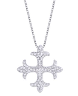 Macy's - Diamond 1/3 ct. t.w. Maltese Cross Pendant Necklace in Sterling Silver