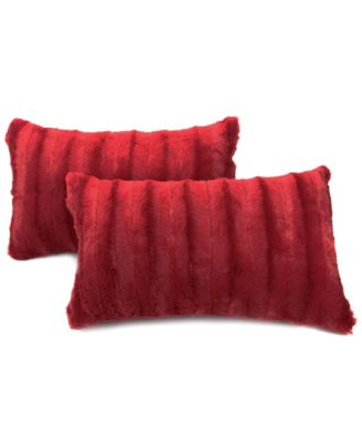 Cheer Collection - Faux Fur 12" x 20" Throw Pillow Set
