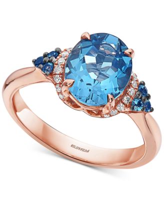 EFFY Collection - London Blue Topaz (3-1/4 ct. t.w.) & Diamond (1/10 ct. t.w.) Statement Ring in 14k Rose Gold