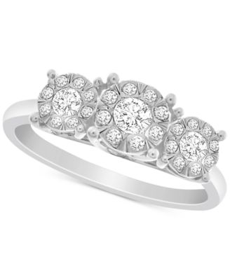 Promised Love - Diamond Triple Halo Promise Ring (1/3 ct. t.w.) in Sterling Silver