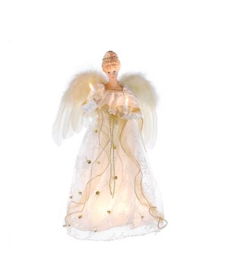 Kurt Adler - 16-Inch UL 10-Light Ivory and Gold Angel Treetop