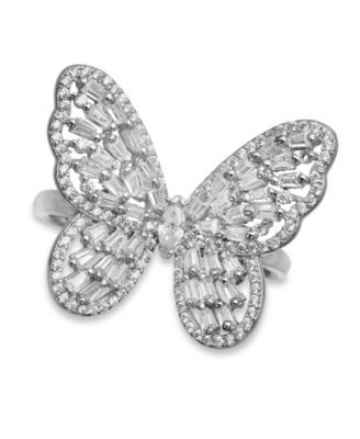 Giani Bernini - Cubic Zirconia Baguette Butterfly Ring (1-1/2 ct. t.w.) In Sterling Silver or 18K Rose Gold over Sterling Silver