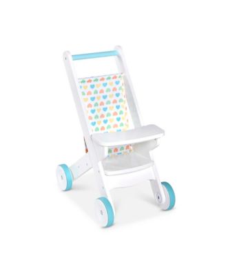 Melissa and Doug - Mine to Love Wooden Play Stroller for Dolls, Stuffed Animals - White 18"H x 8"W x 11"D Assembled