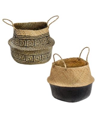 Honey Can Do - Set of 2 Folding Seagrass Belly Baskets