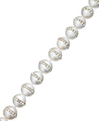 Macy's - Pearl Bracelet, Sterling Silver Cultured Freshwater Pearl Halo Bracelet (9-10mm)