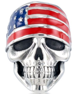 Andrew Charles by Andy Hilfiger - Men's Enamel Skull Ring in Stainless Steel