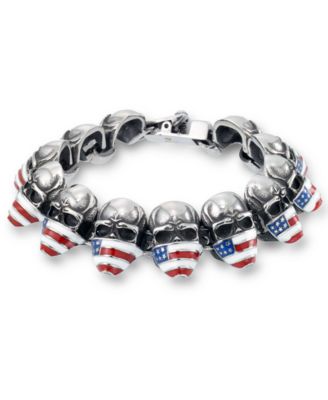 Andrew Charles by Andy Hilfiger - Men's Enamel Skull Bracelet in Stainless Steel