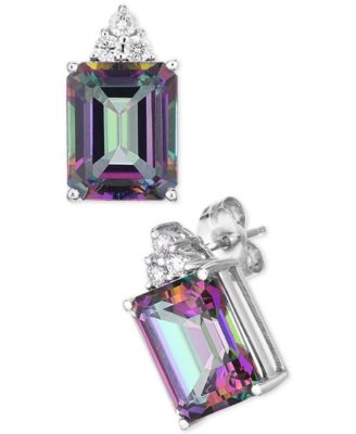 Macy's - Mystic Topaz (7 ct. t.w.) & Diamond (1/6 ct. t.w.) Stud Earrings in 14k White Gold