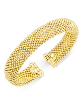 Italian Gold - Mesh Bangle Bracelet in 14k Gold over Sterling Silver
