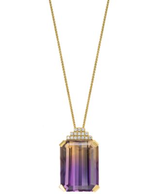 LALI Jewels - Ametrine (13-5/8 ct. t.w.) & Diamond (1/20 ct. t.w.) 18" Pendant Necklace in 14k Gold