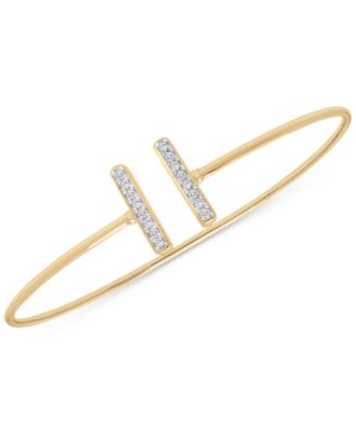 Wrapped - Diamond Bar Cuff Bangle Bracelet (1/10 ct. tw) in 14k Gold