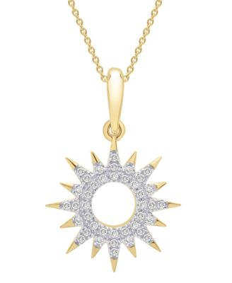 Wrapped - Diamond Sun Pendant Necklace (1/10 ct. t.w.) in 14k Gold, 18" + 2" extender