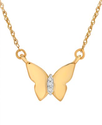 Wrapped - Diamond Accent Butterfly 17" Pendant Necklace