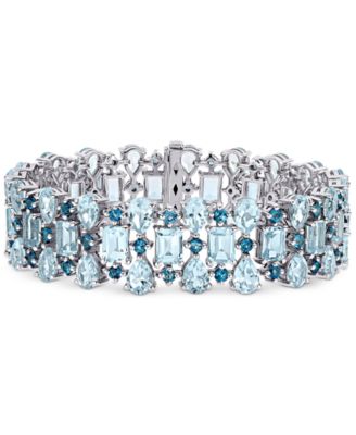 Macy's - Blue Topaz Multirow Statement Bracelet (63-1/10 ct. t.w.) inn Sterling Silver
