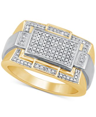 Macy's - Men's Diamond Ring (1/10 ct. t.w.) in Sterling Silver & 18k Gold-Plate