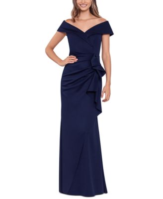 XSCAPE - Scuba Off-The-Shoulder Gown