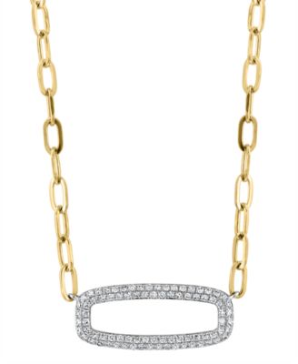 EFFY Collection - Diamond Pav&eacute; Open Link 18" Pendant Necklace (1/2 ct. t.w.) in 14k White and Yellow Gold