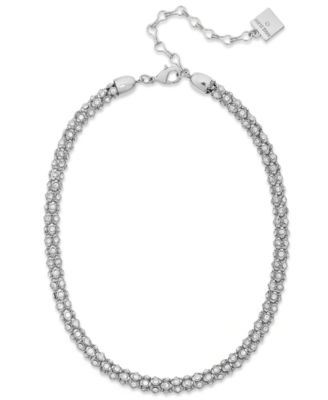 Anne Klein - Silver-Tone Pave Accent Tubular Collar Necklace