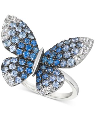Le Vian - Denim Ombr&eacute; (1-3/4 ct. t.w.) & White Sapphire (1/3 ct. t.w.) Butterfly Ring in 14k White Gold