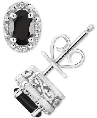 Macy's - Labradorite & Diamond Accent Oval Stud Earrings in Sterling Silver (Also in Onyx & Turquoise)
