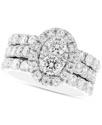 Macy's - Diamond Oval Cluster 3-Pc Bridal Set (3 ct. t.w.) in 14k White Gold