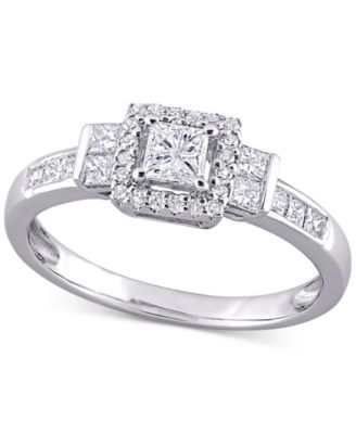 Macy's - Diamond Princess Halo Engagement Ring (3/4 ct. t.w.) in 14k White Gold