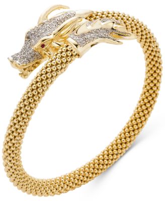 Macy's - Diamond Dragon Bypass Bracelet (1 ct. t.w.) in 14k Gold over Sterling Silver