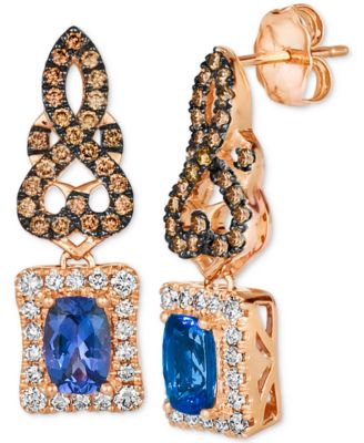 Le Vian - Blueberry Tanzanite (1 ct. t.w.) & Diamond (3/4 ct. t.w.) Scrollwork Drop Earrings in 14k Rose Gold