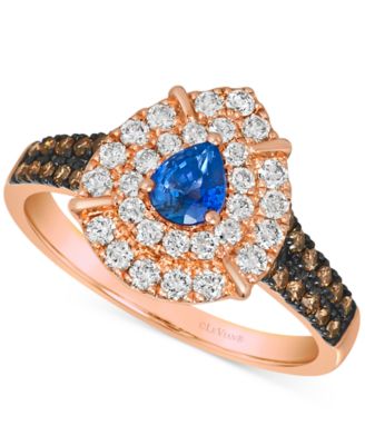 Le Vian - Blueberry Sapphire (1/3 ct. t.w.) & Diamond (3/4 ct. t.w.) Teardrop Halo Ring in 14k Rose Gold