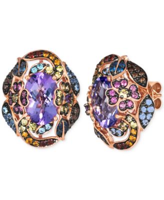 Le Vian - Multi-Gemstone Floral Cluster Statement Stud Earrings (7-3/4 ct. t.w.) in 14k Rose Gold