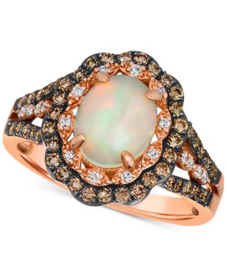 Le Vian - Neopolitan Opal (7/8 ct. t.w.) & Diamond (x ct. t.w.) Halo Ring in 14k Rose Gold